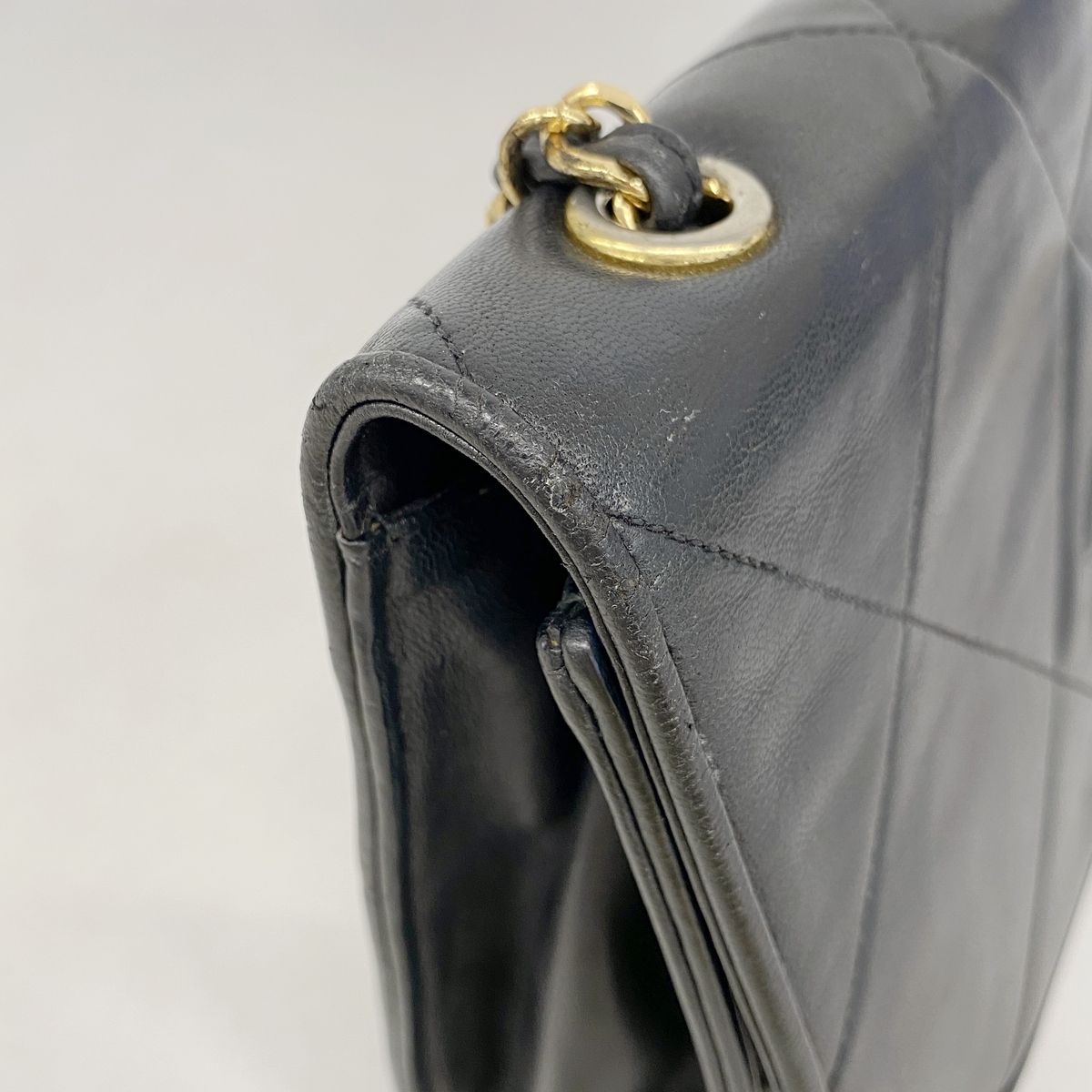 Chanel Shoulder Bag Quilted Lambskin Black Gold — view 7