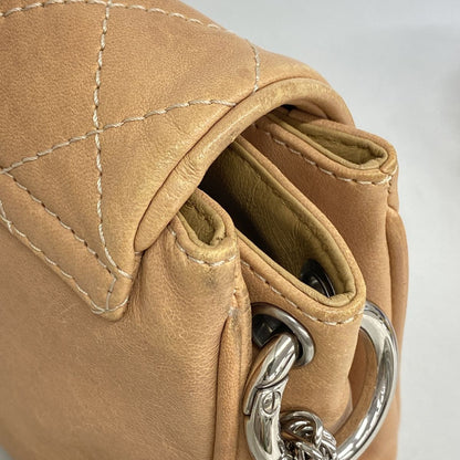 Chanel Shoulder Bag Quilted Lambskin Light Brown Silver — view 8