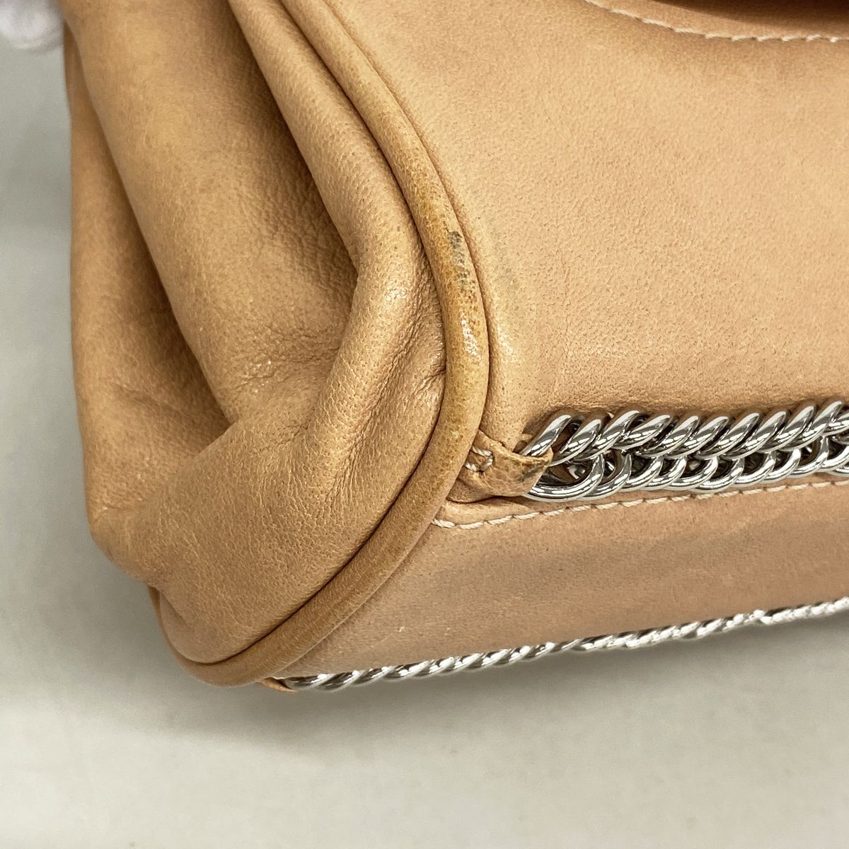 Chanel Shoulder Bag Quilted Lambskin Light Brown Silver — view 6