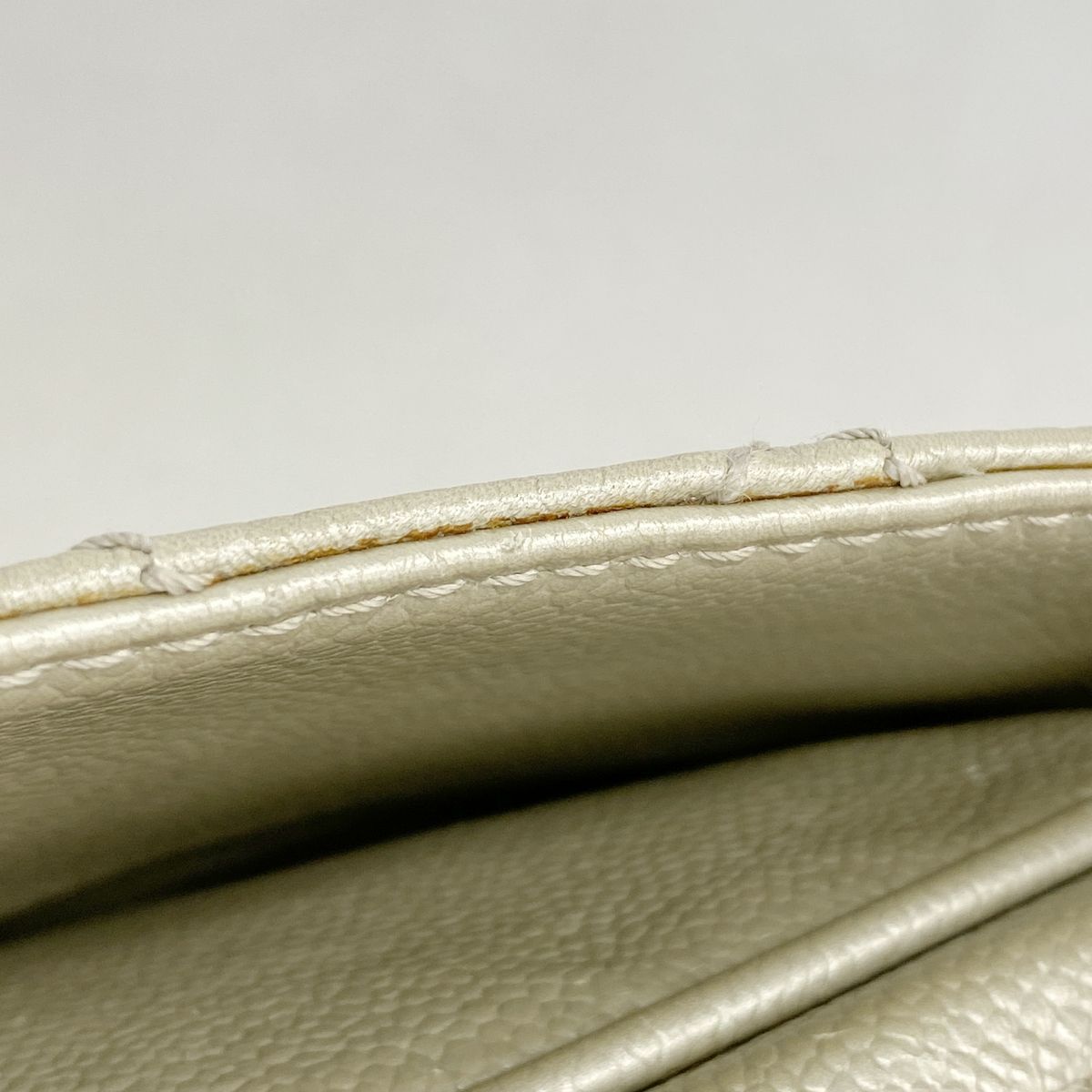 Chanel Shoulder Bag Quilted Caviar Leather Metallic Gray Silver — view 7