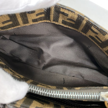 Fendi Handbag Zucca Nylon Canvas Brown Silver — view 4