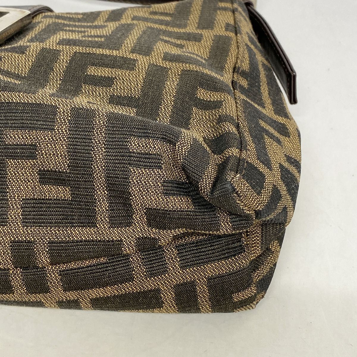 Fendi Handbag Zucca Nylon Canvas Brown Silver — view 6
