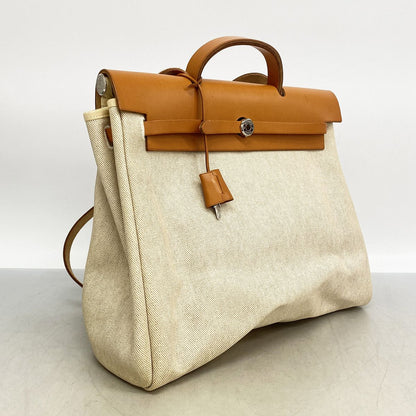 Hermes Handbag Herbag MM Toile H Natural Silver 2-Way Bag — view 2