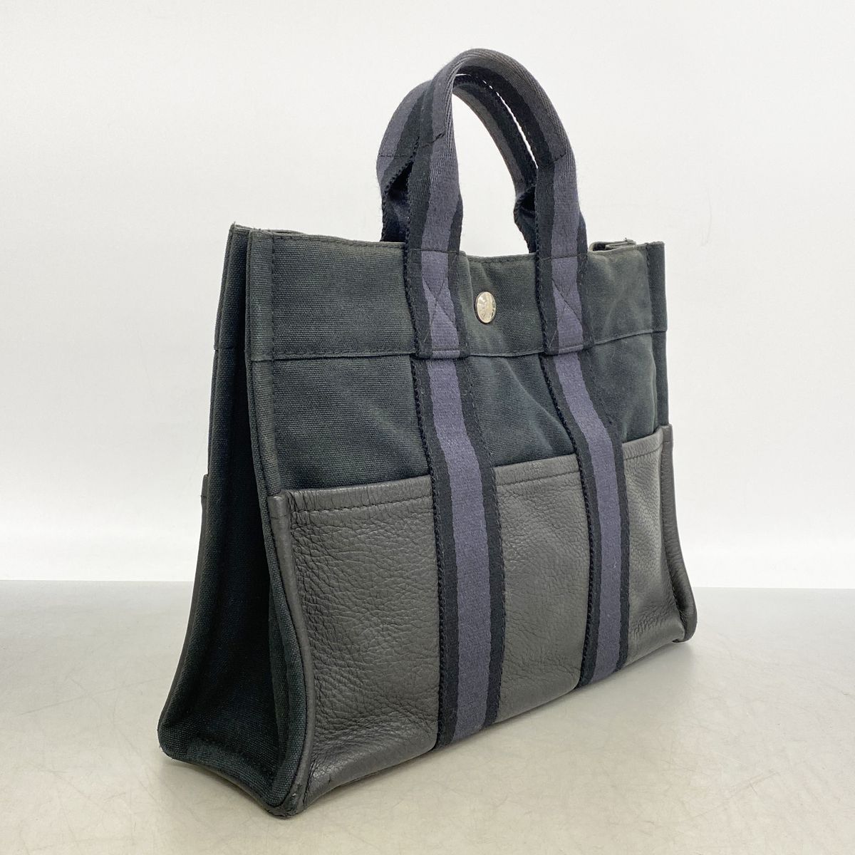 Hermes Handbag Fourre Tout PM Half Leather Canvas Black Silver — view 2