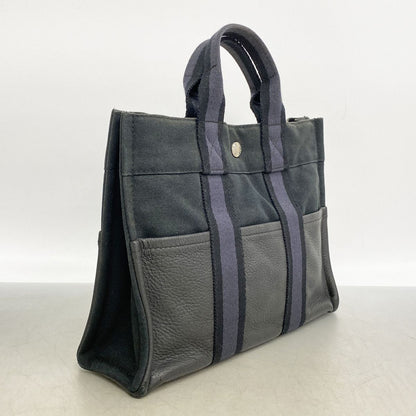 Hermes Handbag Fourre Tout PM Half Leather Canvas Black Silver — view 2