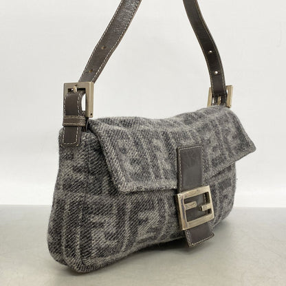 Fendi Handbag Zucca Mamma Bucket Wool Gray Silver — view 2