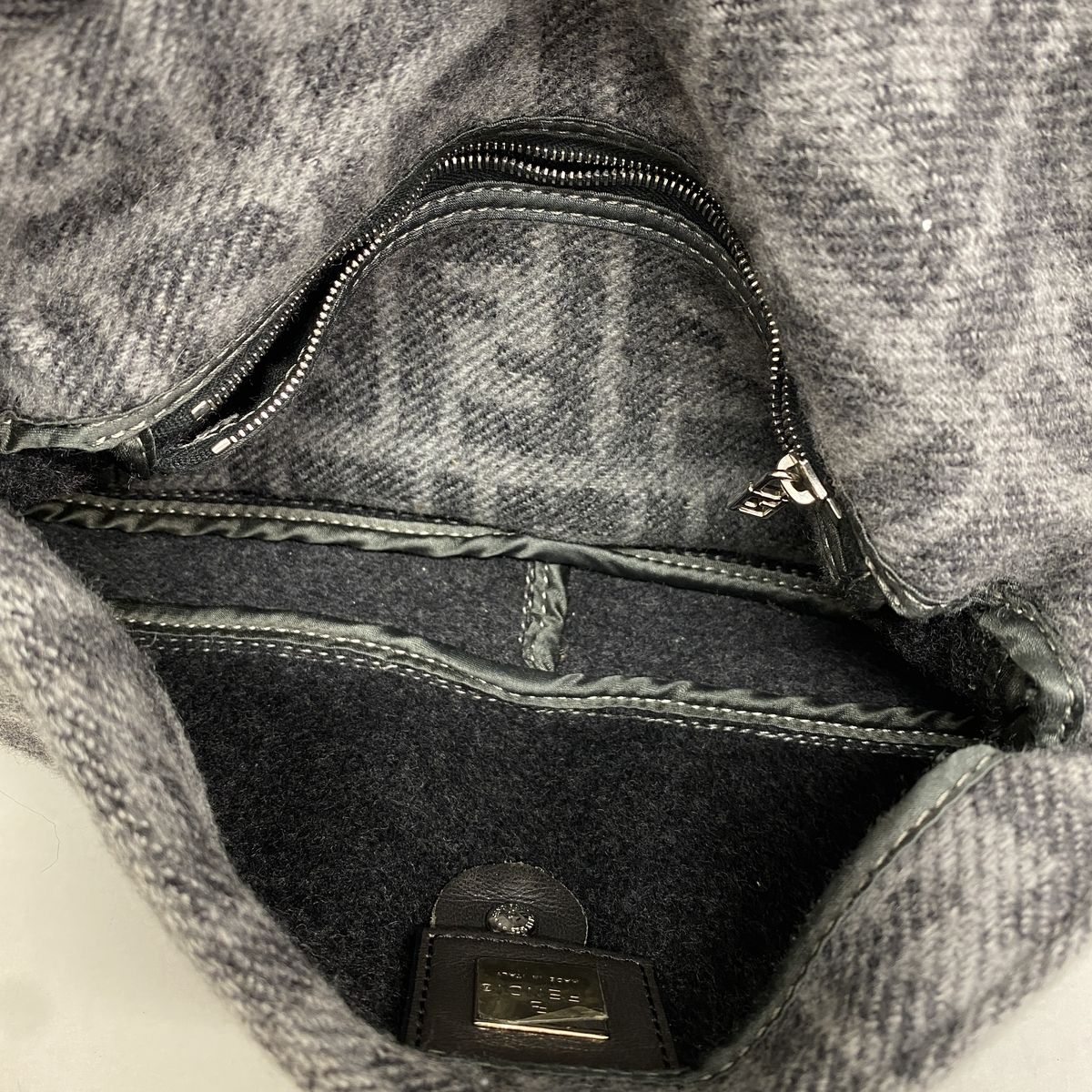 Fendi Handbag Zucca Mamma Bucket Wool Gray Silver — view 4