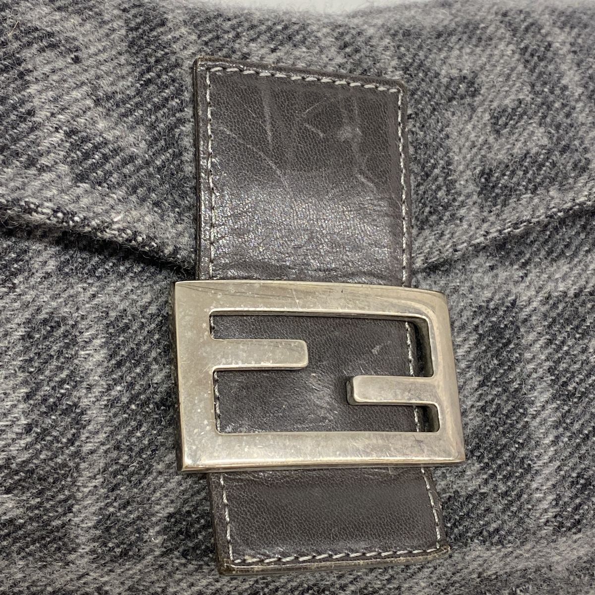 Fendi Handbag Zucca Mamma Bucket Wool Gray Silver — view 7