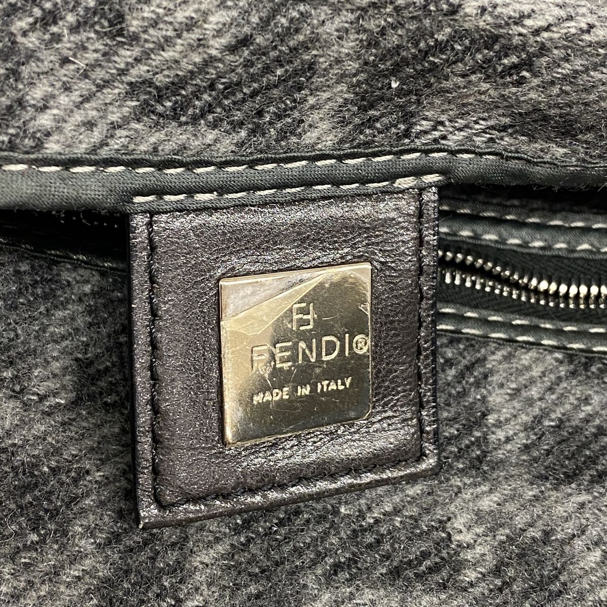 Fendi Handbag Zucca Mamma Bucket Wool Gray Silver — view 5