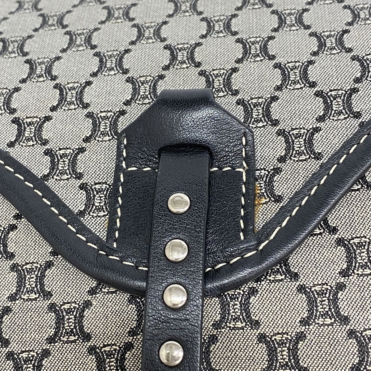 Celine Handbag Macadam Nylon Canvas Gray Black Silver — view 7