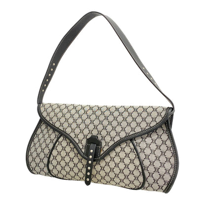 Celine Handbag Macadam Nylon Canvas Gray Black Silver