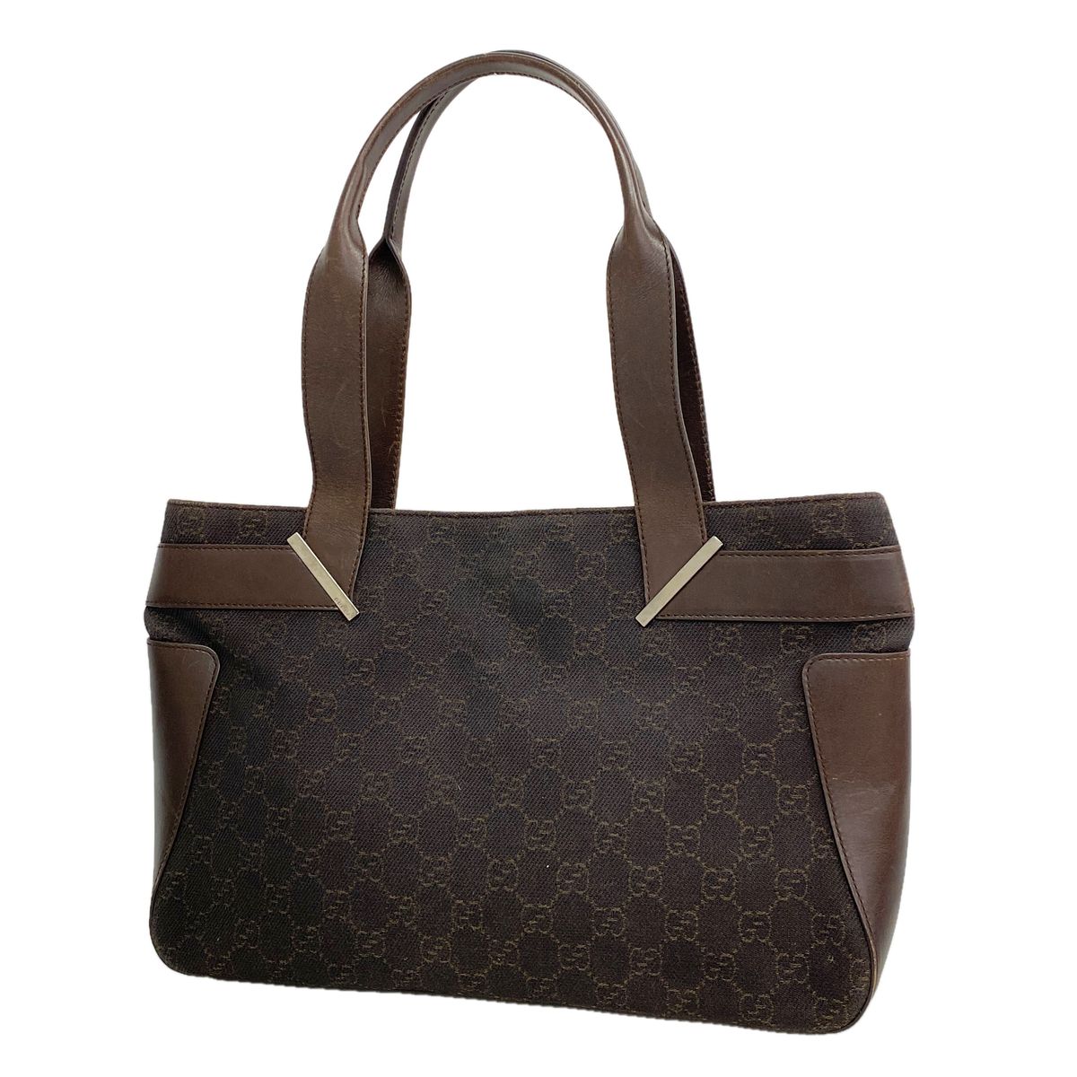 Gucci Tote Canvas Brown Silver
