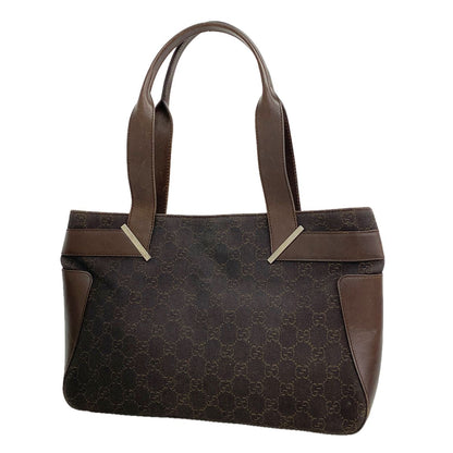 Gucci Tote Canvas Brown Silver