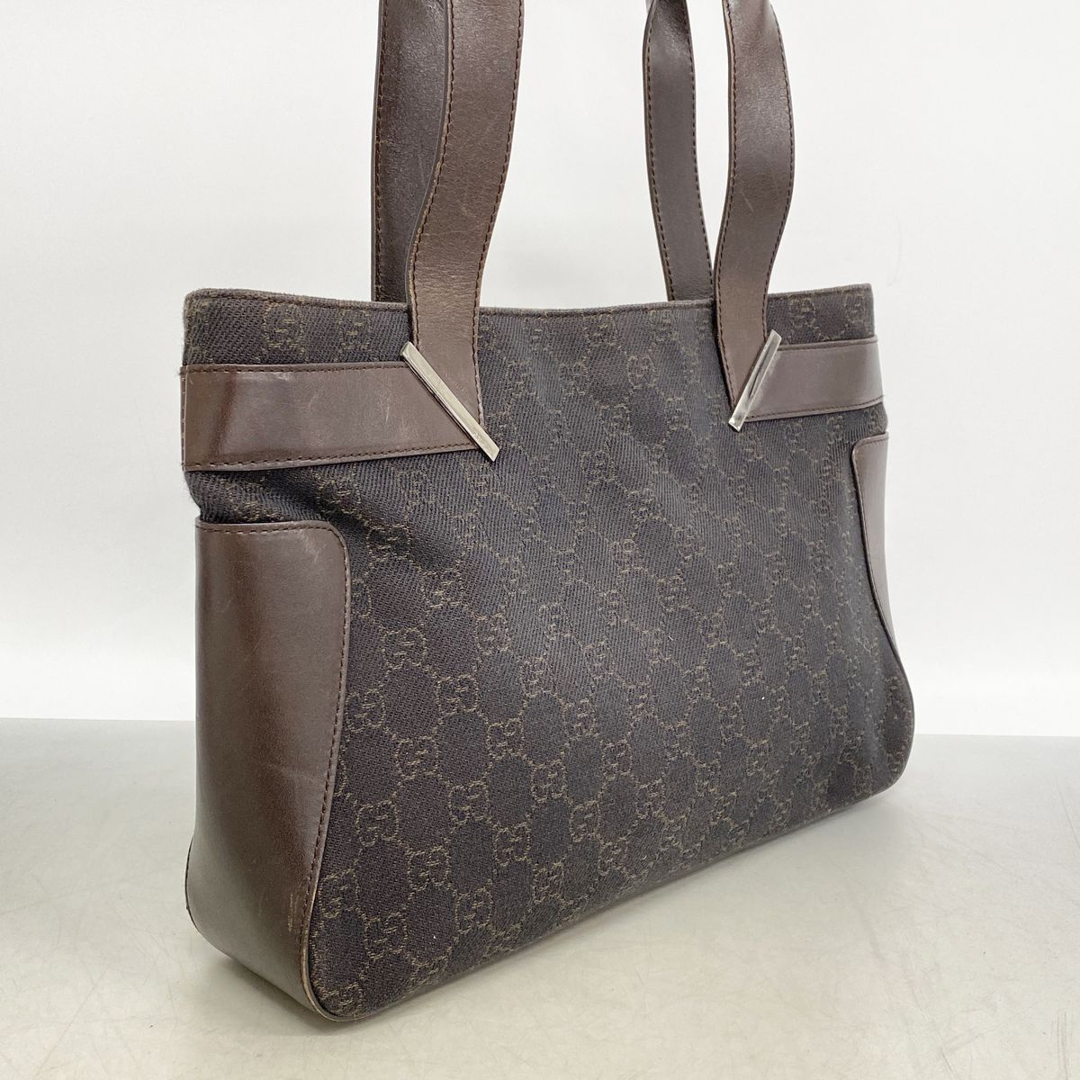 Gucci Tote Canvas Brown Silver — view 2