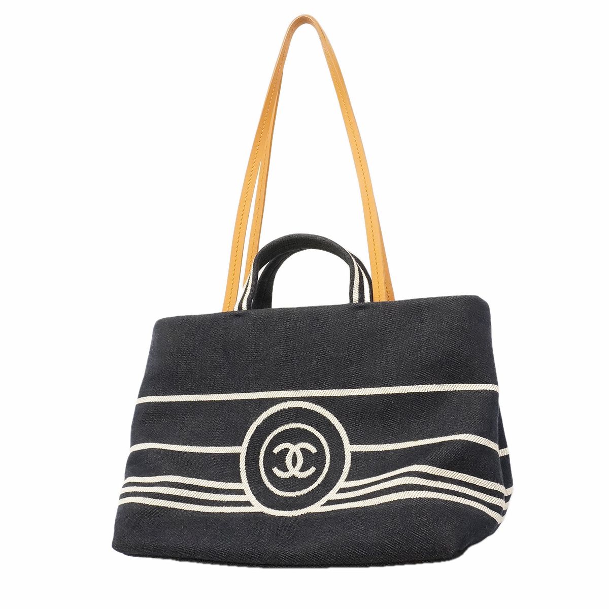 Chanel Tote Denim Navy Silver 2-Way