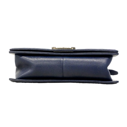 Chanel Shoulder Bag V-stitch Caviar Leather Navy Silver — view 3