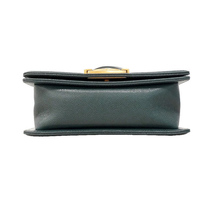 Chanel Shoulder Bag Boy Caviar Leather Steel Blue Gold — view 3