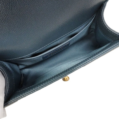 Chanel Shoulder Bag Boy Caviar Leather Steel Blue Gold — view 4