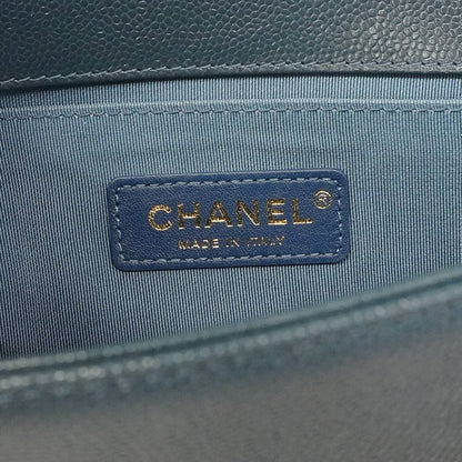Chanel Shoulder Bag Boy Caviar Leather Steel Blue Gold — view 5