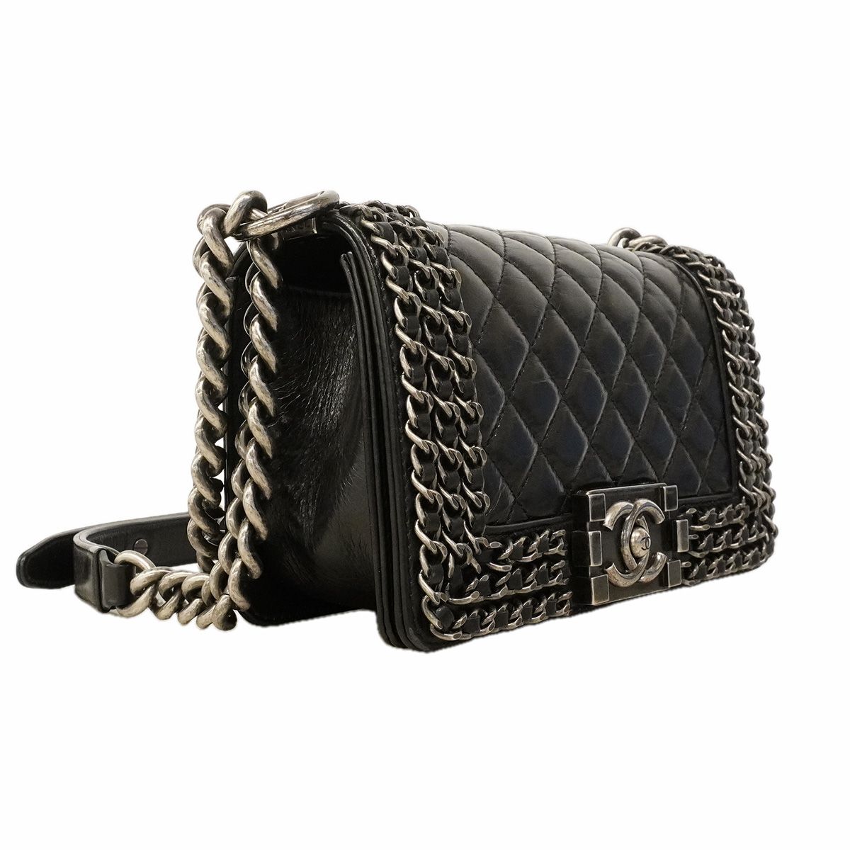 Chanel Shoulder Bag Boy Calfskin Black Silver — view 2