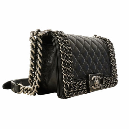 Chanel Shoulder Bag Boy Calfskin Black Silver — view 2