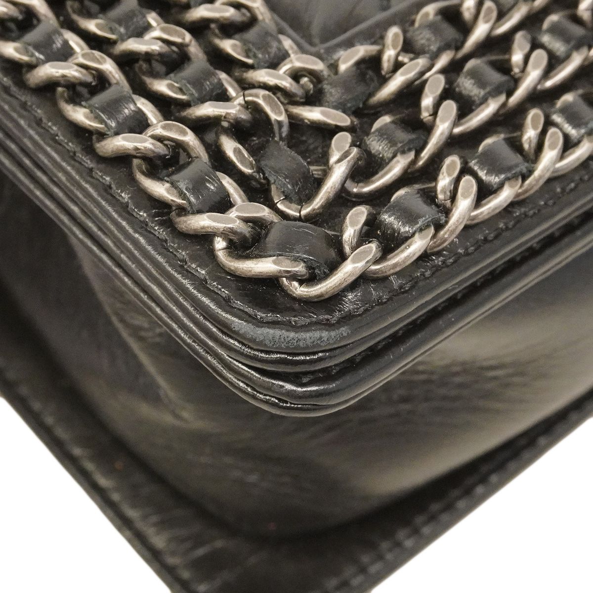 Chanel Shoulder Bag Boy Calfskin Black Silver — view 6