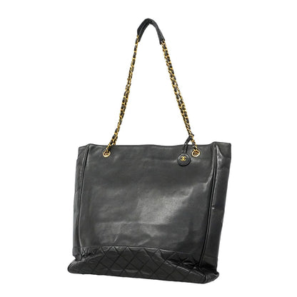 Chanel Chain Tote Quilted Lambskin Black Gold