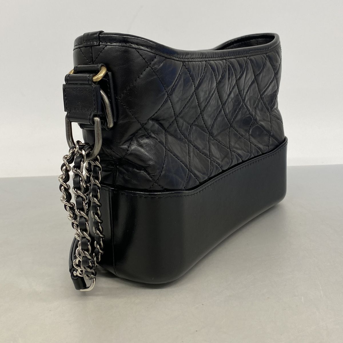 Chanel Shoulder Bag Gabrielle Leather Black Gold Silver — view 2