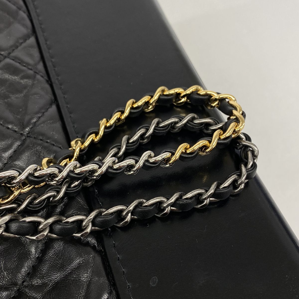 Chanel Shoulder Bag Gabrielle Leather Black Gold Silver — view 8