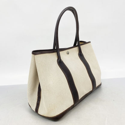 Hermes Tote Garden Party PM Toile H Brown Silver — view 2