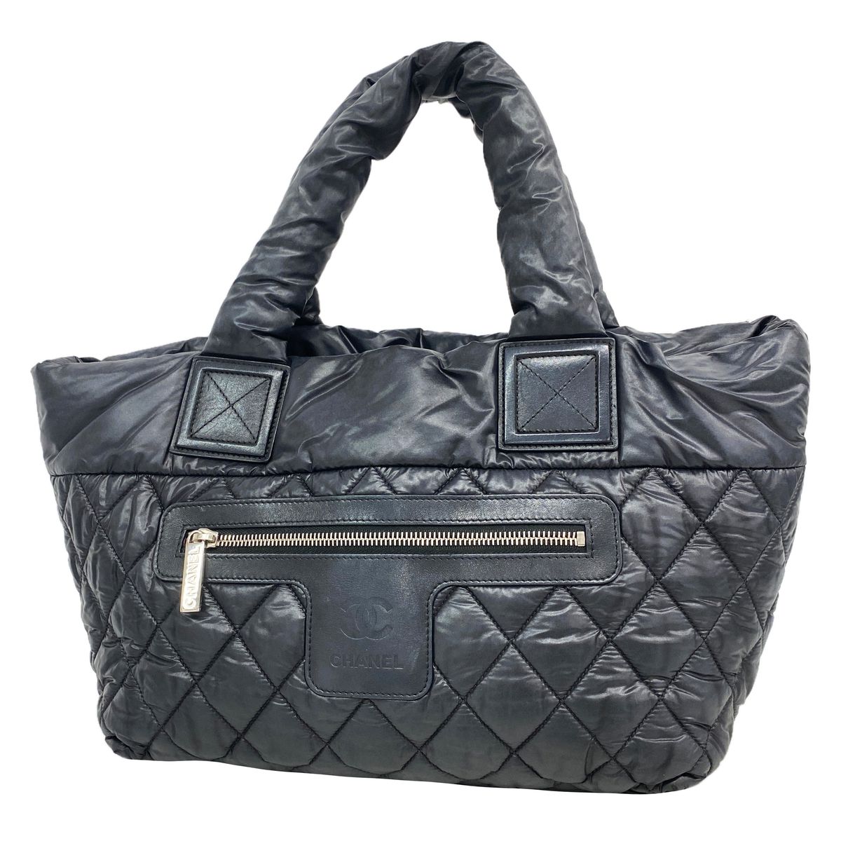 Chanel Tote Coco Cocoon Nylon Black Silver