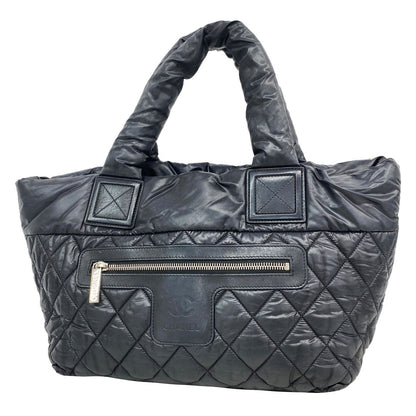 Chanel Tote Coco Cocoon Nylon Black Silver