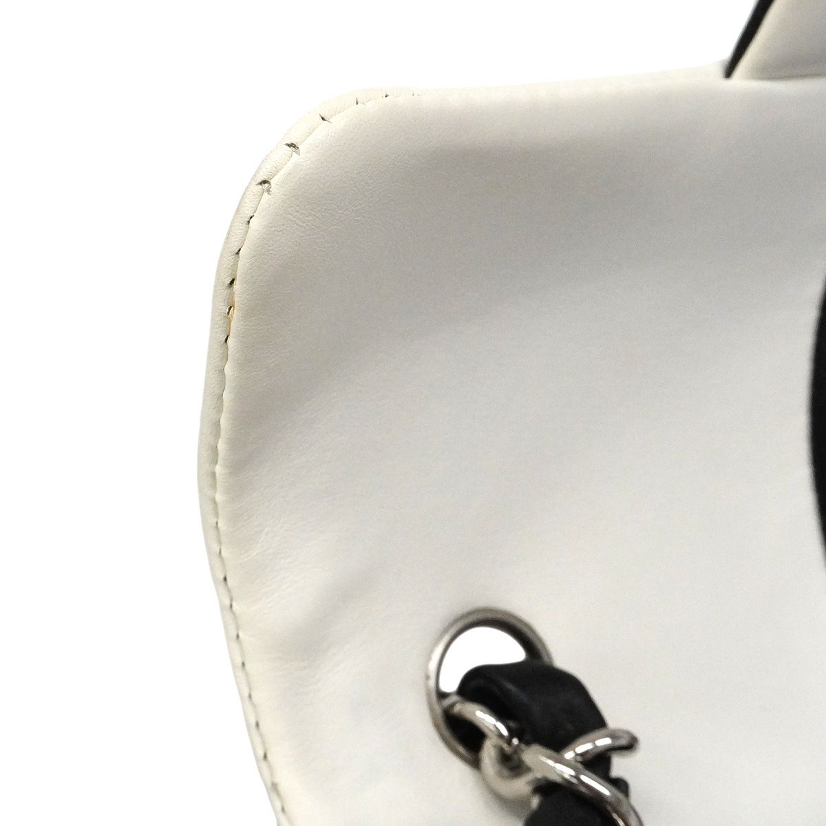 Chanel Shoulder Bag Bicolor Lambskin Black White Silver — view 6
