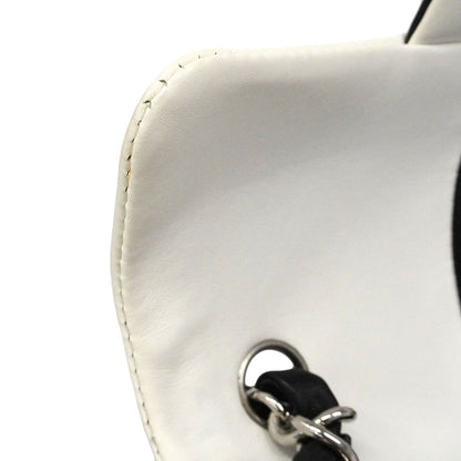 Chanel Shoulder Bag Bicolor Lambskin Black White Silver — view 6