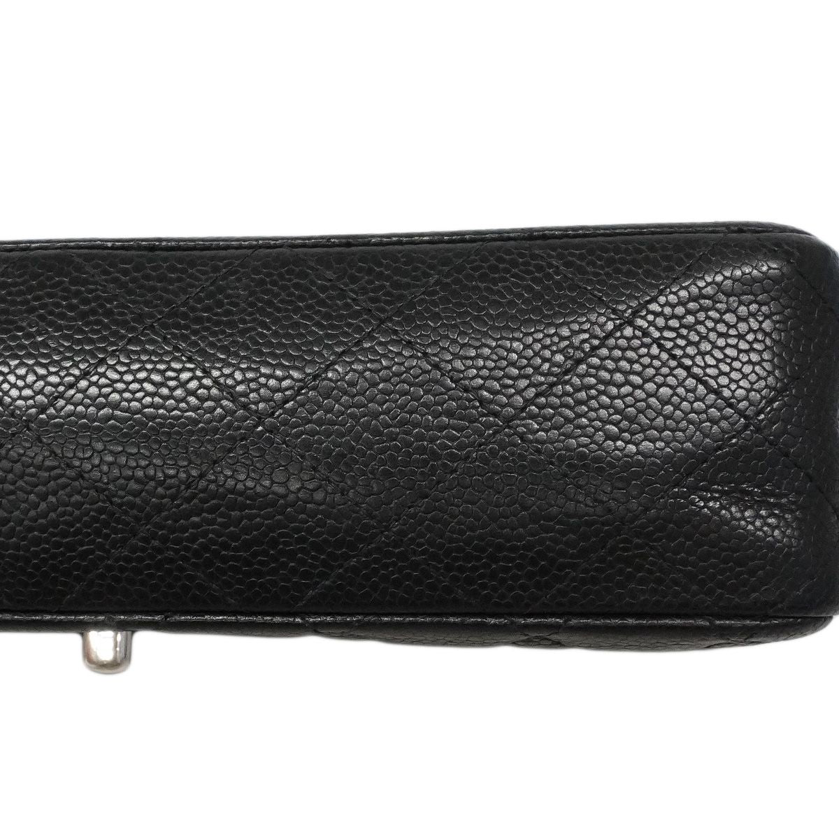 Chanel Shoulder Bag Quilted Caviar Leather Black Silver — view 7