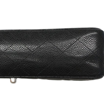 Chanel Shoulder Bag Quilted Caviar Leather Black Silver — view 7