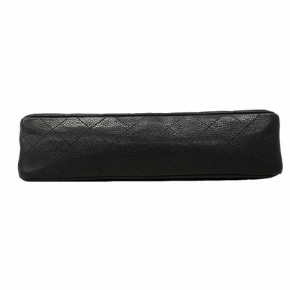 Chanel Shoulder Bag Quilted Caviar Leather Black Silver — view 3