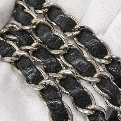 Chanel Shoulder Bag Quilted Caviar Leather Black Silver — view 8