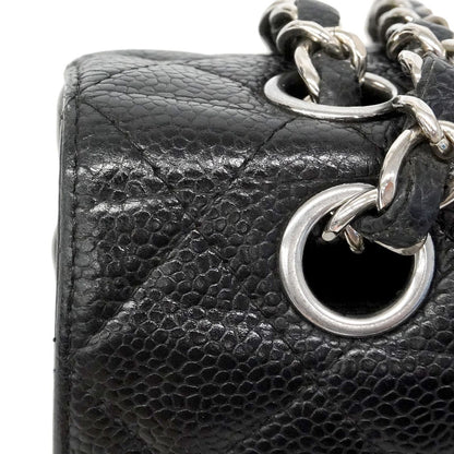 Chanel Shoulder Bag Quilted Caviar Leather Black Silver — view 6