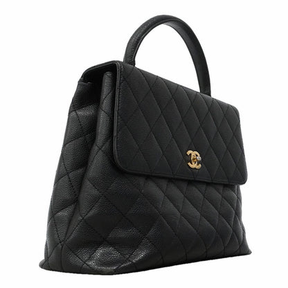 Chanel Handbag Quilted Caviar Leather Black Gold — view 2