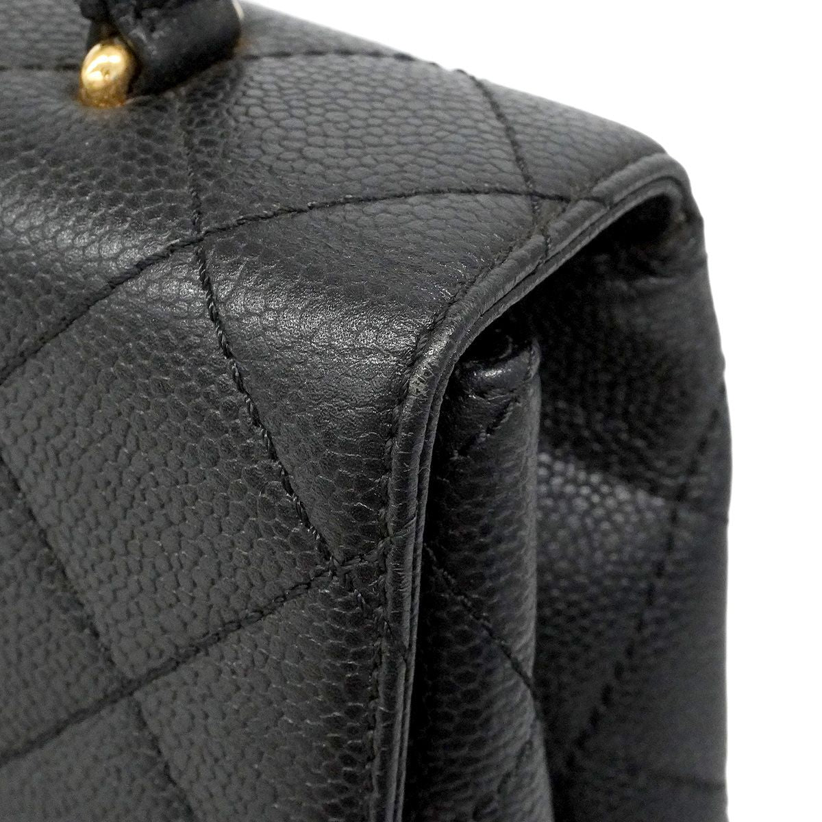 Chanel Handbag Quilted Caviar Leather Black Gold — view 7