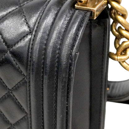 Chanel Shoulder Bag Boy Lambskin Black Gold — view 7