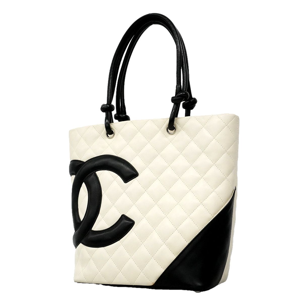Chanel Tote Cambon Lambskin White Silver