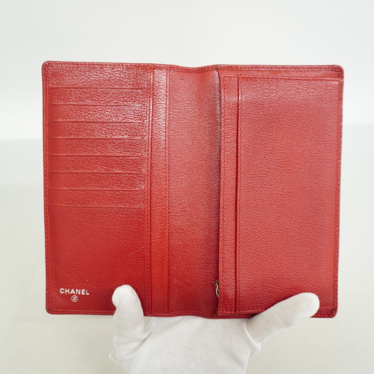 Chanel Wallet Camellia Leather Red Silver — view 3
