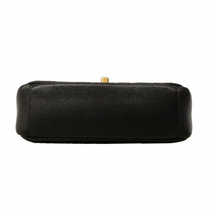 Chanel Shoulder Bag Mini Quilted Caviar Leather Black Gold — view 3