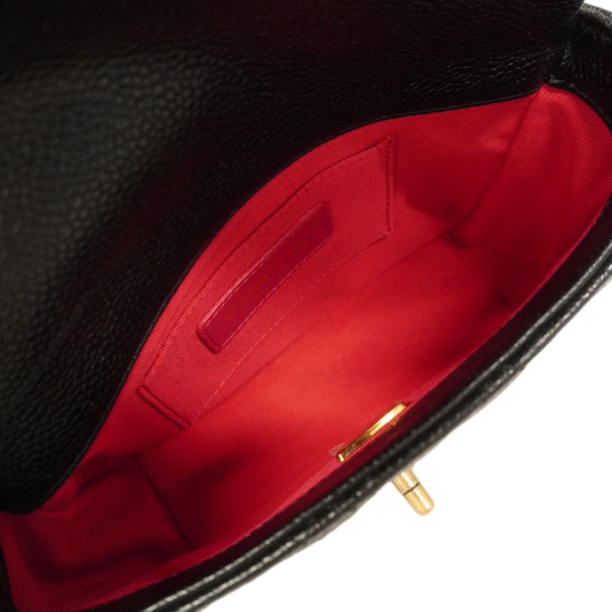 Chanel Shoulder Bag Mini Quilted Caviar Leather Black Gold — view 4