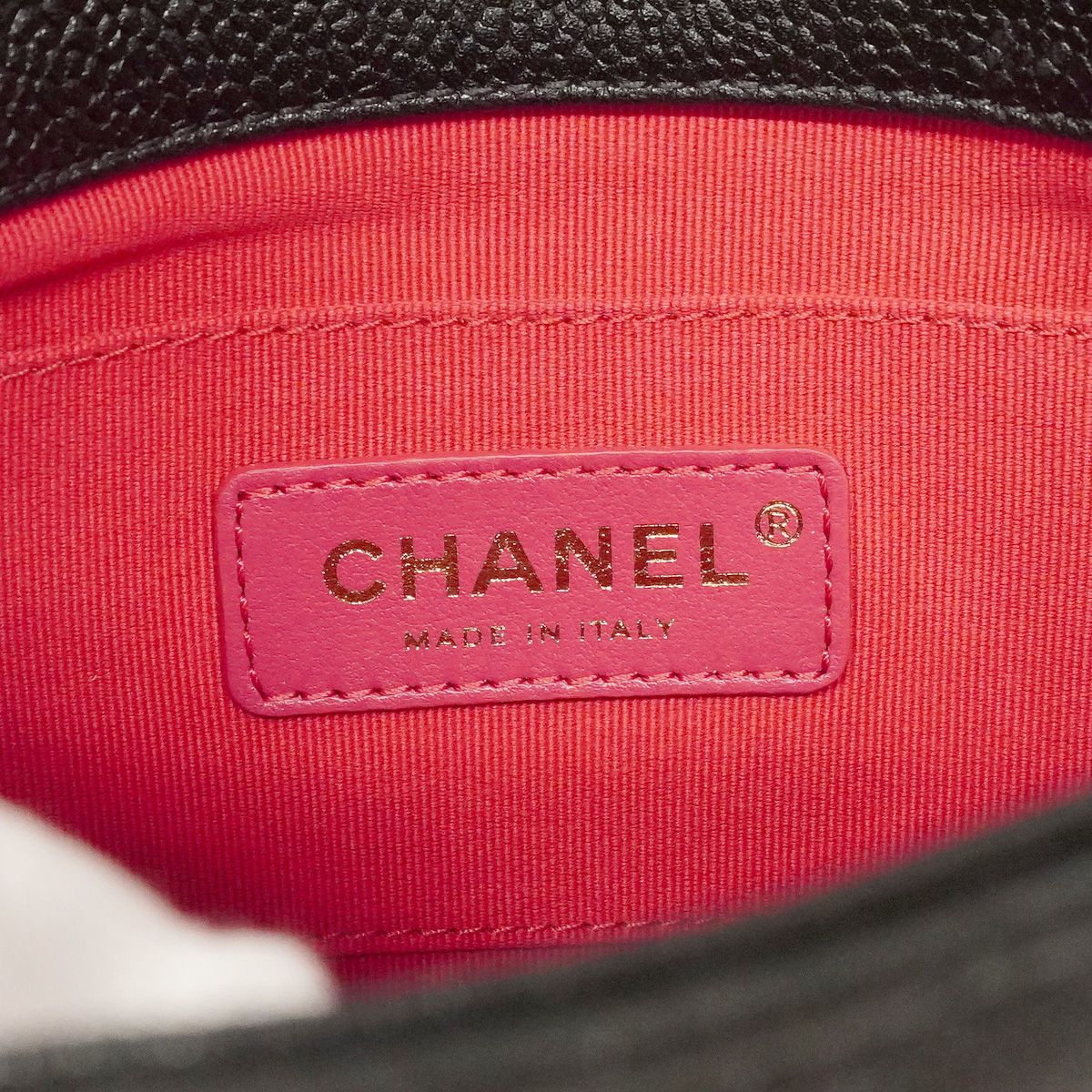 Chanel Shoulder Bag Mini Quilted Caviar Leather Black Gold — view 5