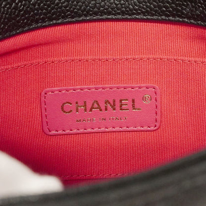 Chanel Shoulder Bag Mini Quilted Caviar Leather Black Gold — view 5