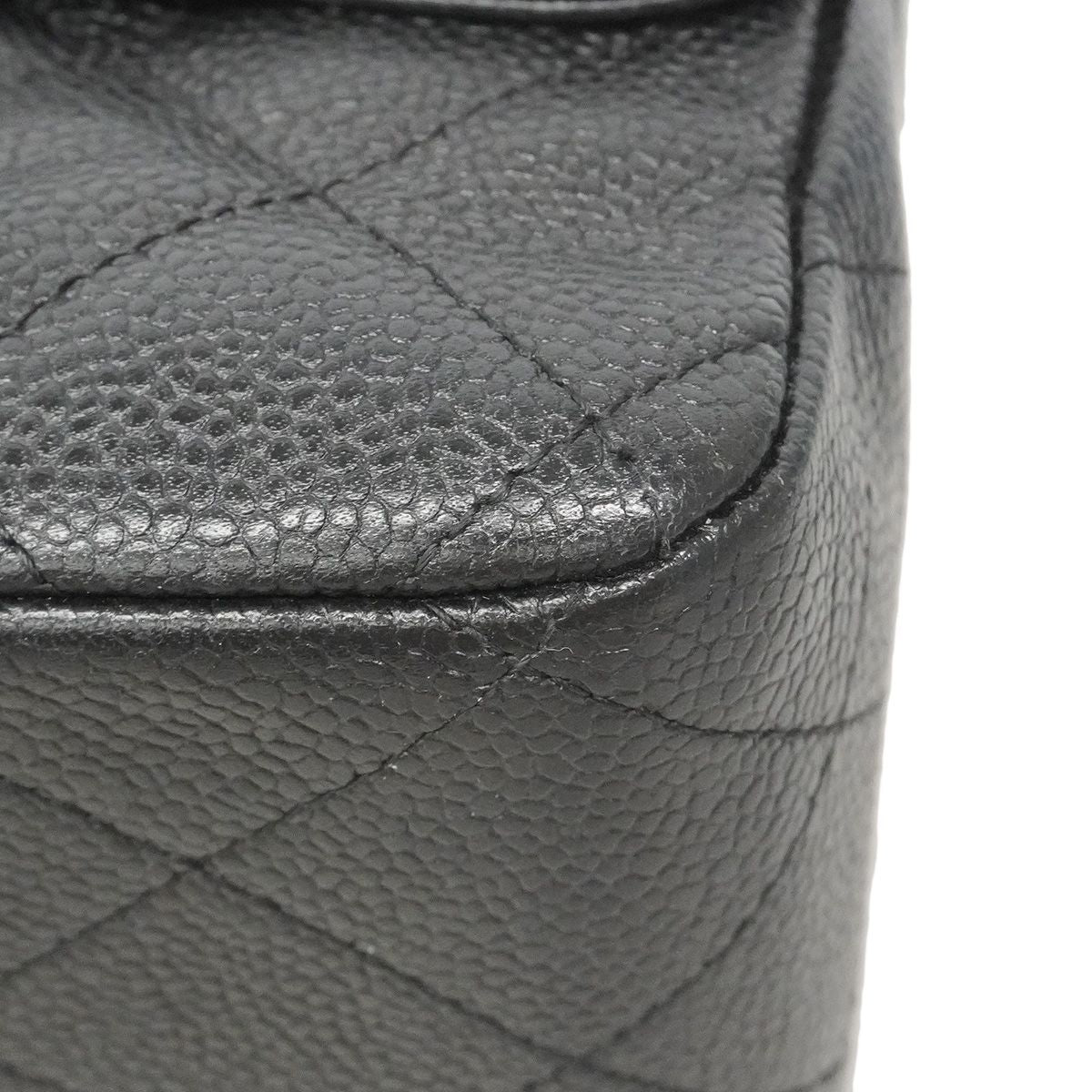 Chanel Shoulder Bag Maxi Quilted Caviar Leather Black Silver — view 6