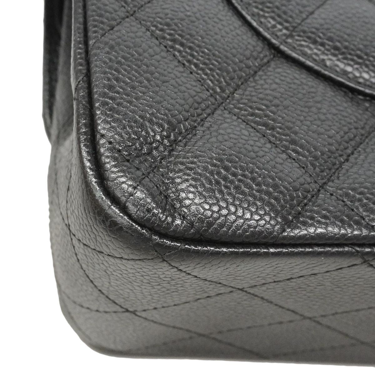 Chanel Shoulder Bag Maxi Quilted Caviar Leather Black Silver — view 7